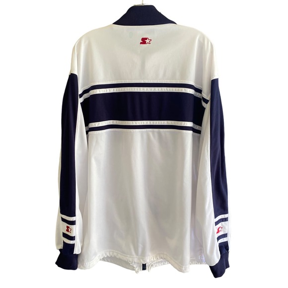 STARTER Men's Size L Jacket Athletic Zip Front White Navy Blue 100% Polyester - Picture 13 of 13